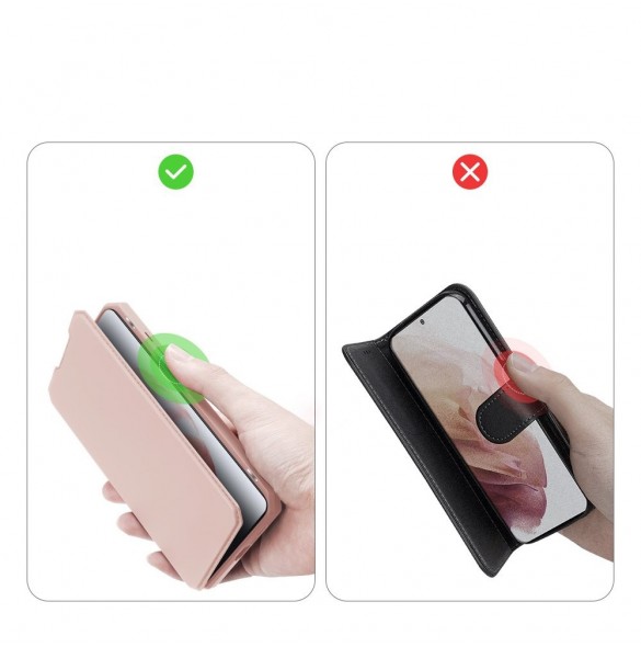 DUX DUCIS Skin X Bokhylla typ fodral för Samsung Galaxy S21+ 5G (S21 Plus 5G) rosa