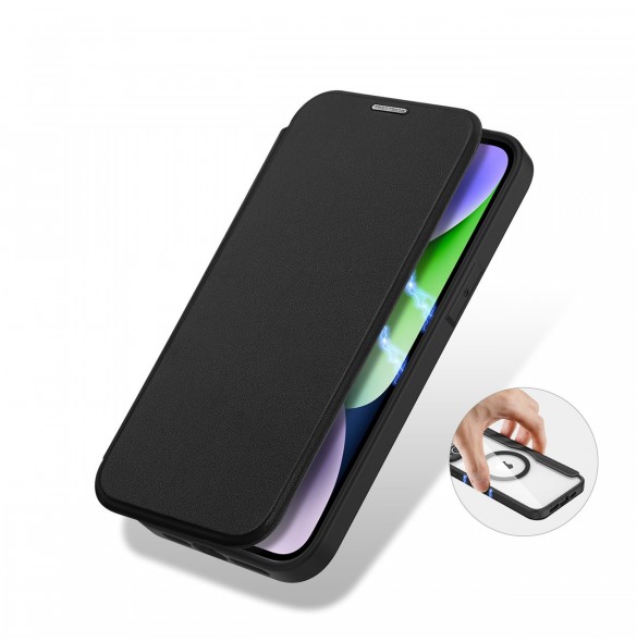 Dux Ducis Skin X Pro Fodral iPhone 14 Plus Magnetic MagSafe Flip Fodral Svart