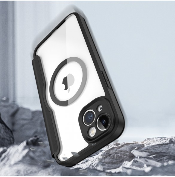 Dux Ducis Skin X Pro Fodral iPhone 14 Plus Magnetic MagSafe Flip Fodral Svart