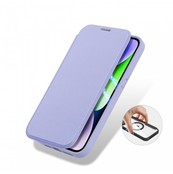Dux Ducis Skin X Pro Fodral iPhone 14 Plus Magnetic MagSafe Flip Fodral Lila