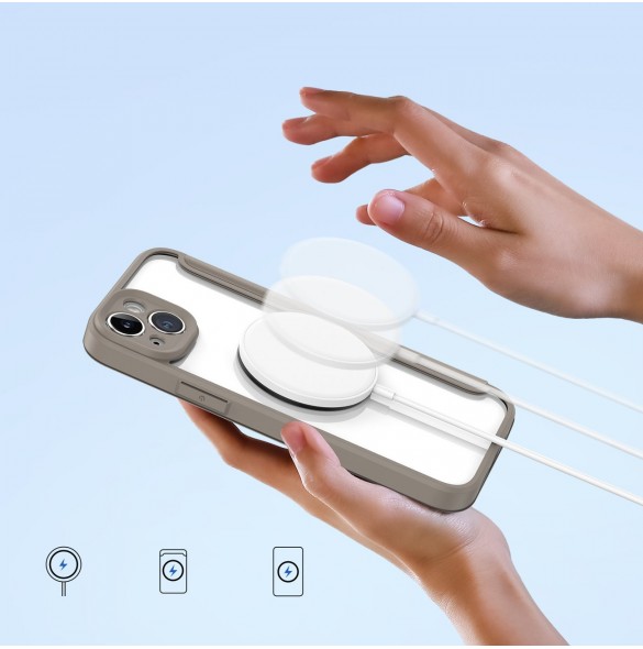 Dux Ducis Skin X Pro fodral iPhone 14 Plus MagSafe magnetiskt flipfodral beige