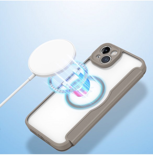 Dux Ducis Skin X Pro fodral iPhone 14 Plus MagSafe magnetiskt flipfodral beige
