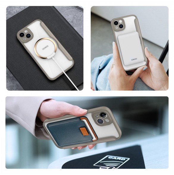 Dux Ducis Skin X Pro fodral iPhone 14 Plus MagSafe magnetiskt flipfodral beige