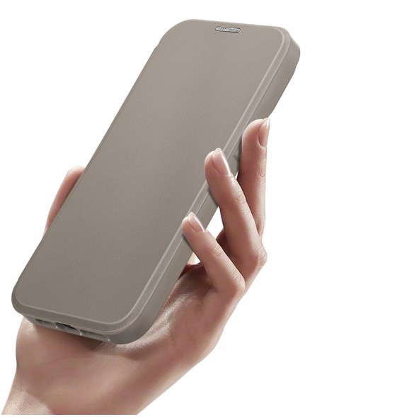 Dux Ducis Skin X Pro fodral iPhone 14 Plus MagSafe magnetiskt flipfodral beige