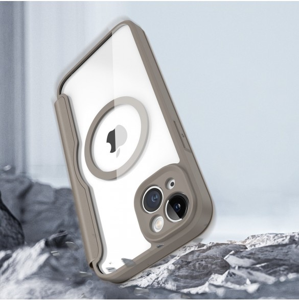 Dux Ducis Skin X Pro fodral iPhone 14 Plus MagSafe magnetiskt flipfodral beige