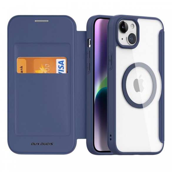 Dux Ducis Skin X Pro Magnetic Flip MagSafe Fodral iPhone 15 - Blå