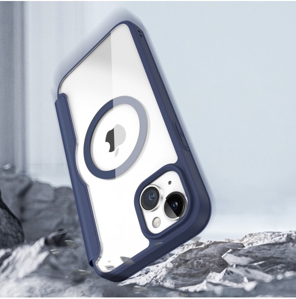 Dux Ducis Skin X Pro Magnetic Flip MagSafe Fodral iPhone 15 - Blå