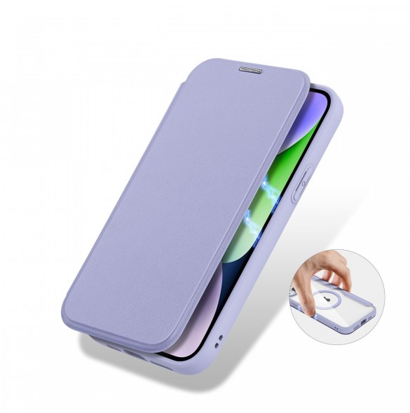 Dux Ducis Skin X Pro Magnetic Flip MagSafe Fodral iPhone 15 Plus - Lila