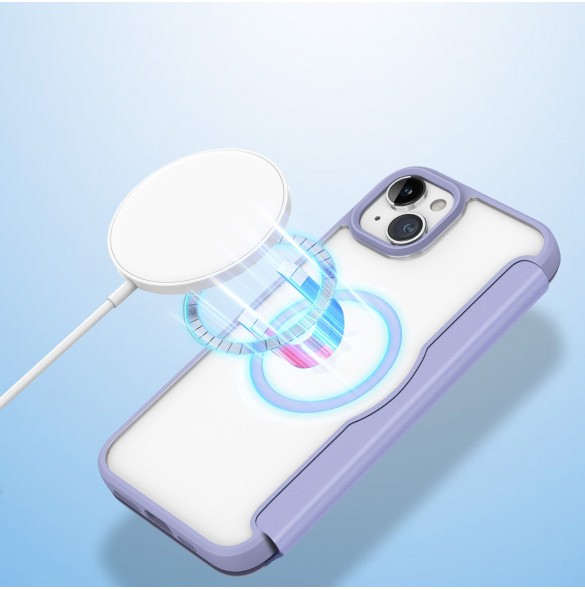 Dux Ducis Skin X Pro Magnetic Flip MagSafe Fodral iPhone 15 Plus - Lila