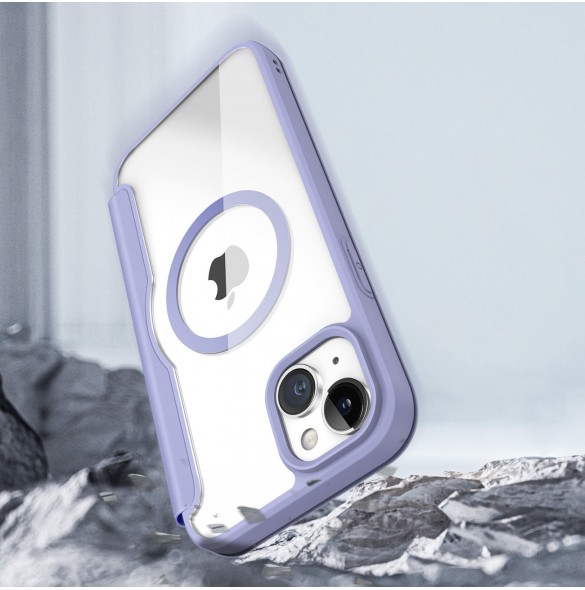 Dux Ducis Skin X Pro Magnetic Flip MagSafe Fodral iPhone 15 Plus - Lila
