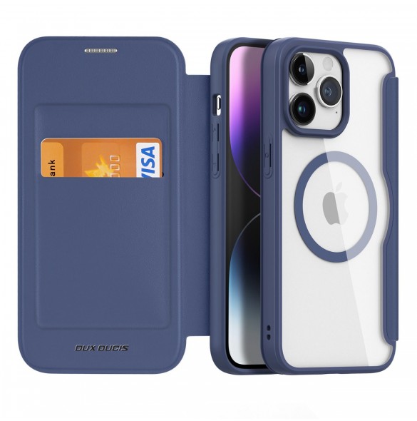 Dux Ducis Skin X Pro Magnetic Flip MagSafe Fodral iPhone 15 Pro Max - Blå
