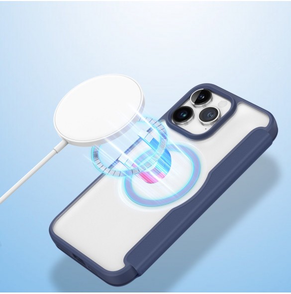 Dux Ducis Skin X Pro Magnetic Flip MagSafe Fodral iPhone 15 Pro Max - Blå