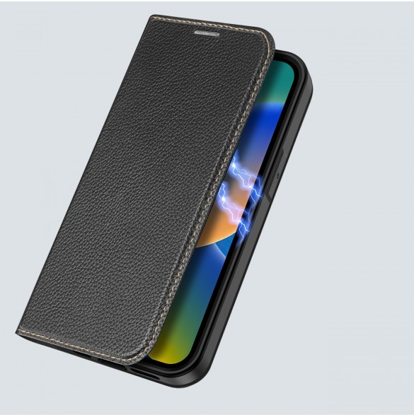 Dux Ducis Skin X2 skal till iPhone 14 skal med magnetisk flik svart