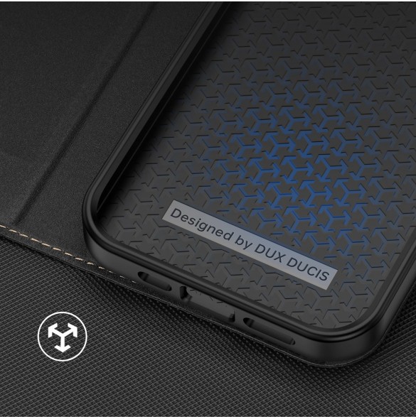 Dux Ducis Skin X2 skal till iPhone 14 skal med magnetisk flik svart