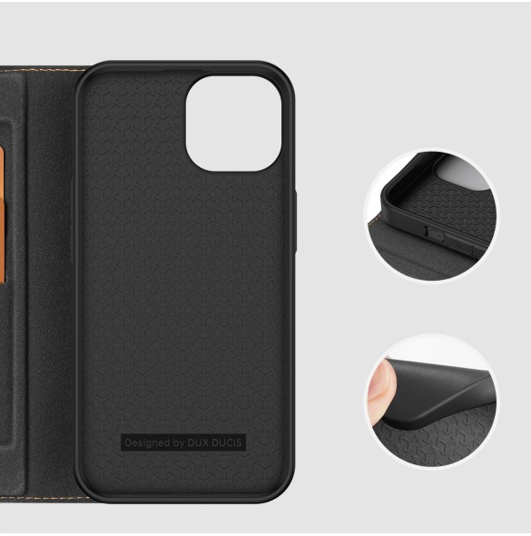Dux Ducis Skin X2 skal till iPhone 14 skal med magnetisk flik svart
