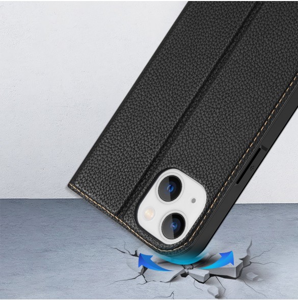 Dux Ducis Skin X2 skal till iPhone 14 skal med magnetisk flik svart