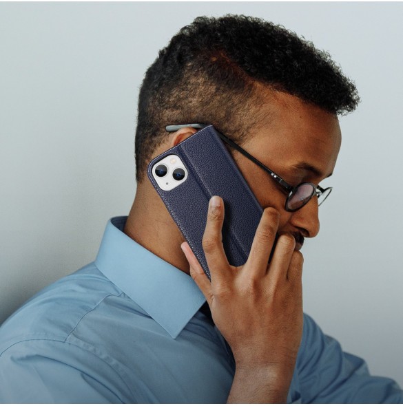 Dux Ducis Skin X2 skal till iPhone 14 skal med magnetisk flik blå