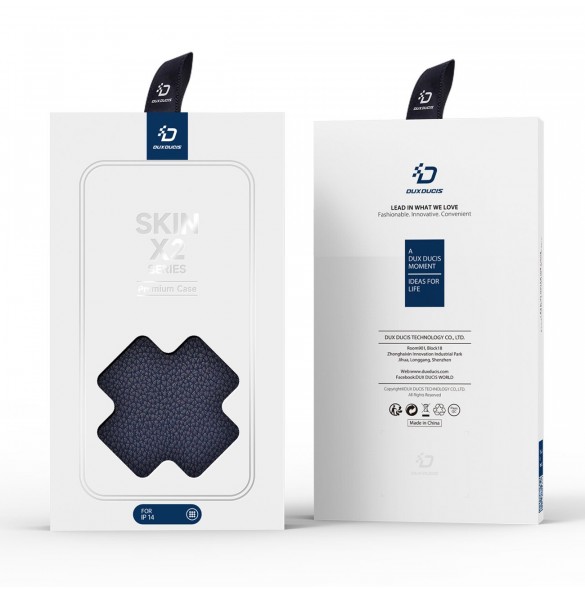 Dux Ducis Skin X2 skal till iPhone 14 skal med magnetisk flik blå