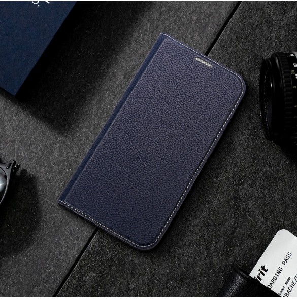 Dux Ducis Skin X2 skal till iPhone 14 skal med magnetisk flik blå