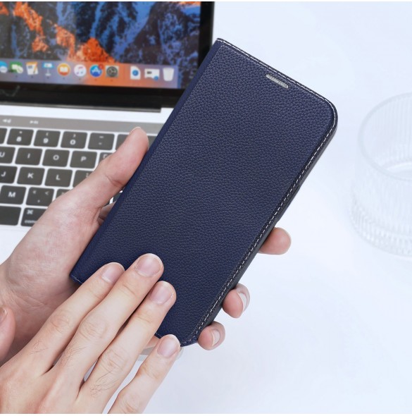 Dux Ducis Skin X2 skal till iPhone 14 skal med magnetisk flik blå
