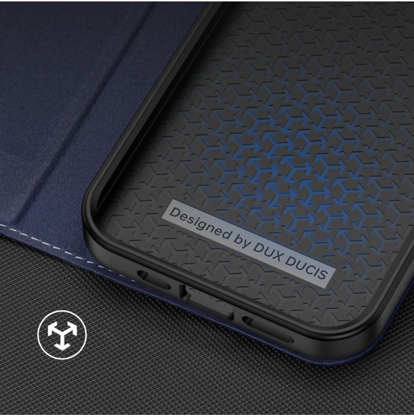 Dux Ducis Skin X2 skal till iPhone 14 skal med magnetisk flik blå
