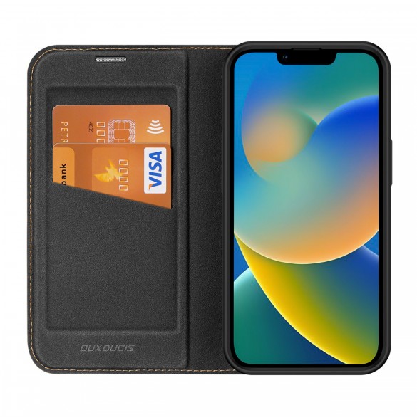 Dux Ducis Skin X2 skal till iPhone 14 Plus skal med magnetisk flik svart