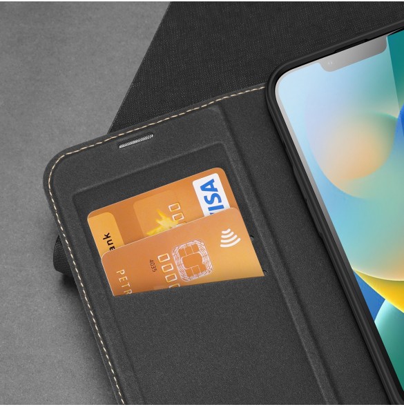 Dux Ducis Skin X2 skal till iPhone 14 Plus skal med magnetisk flik svart