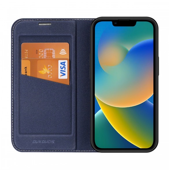 Dux Ducis Skin X2 skal till iPhone 14 Plus skal med magnetisk flik blå
