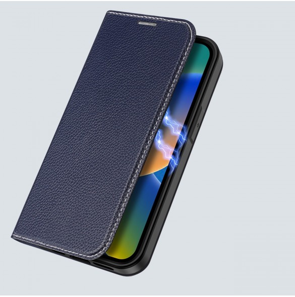 Dux Ducis Skin X2 skal till iPhone 14 Plus skal med magnetisk flik blå