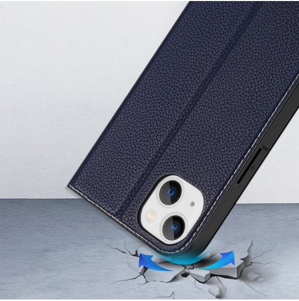 Dux Ducis Skin X2 skal till iPhone 14 Plus skal med magnetisk flik blå
