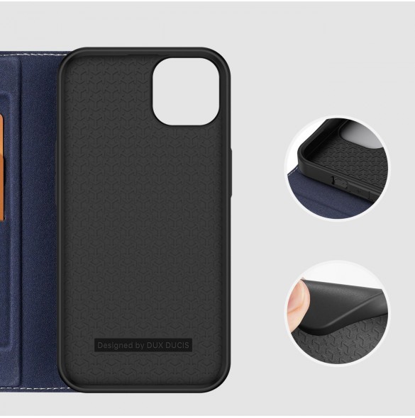 Dux Ducis Skin X2 skal till iPhone 14 Plus skal med magnetisk flik blå