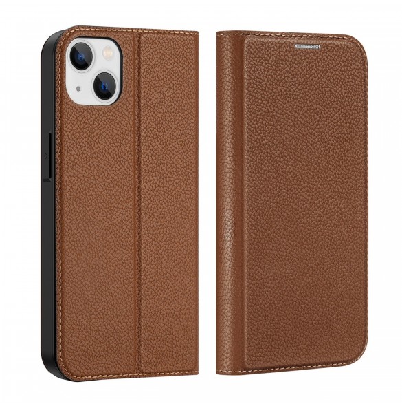 Dux Ducis Skin X2 skal till iPhone 14 Plus skal med magnetisk flik brun