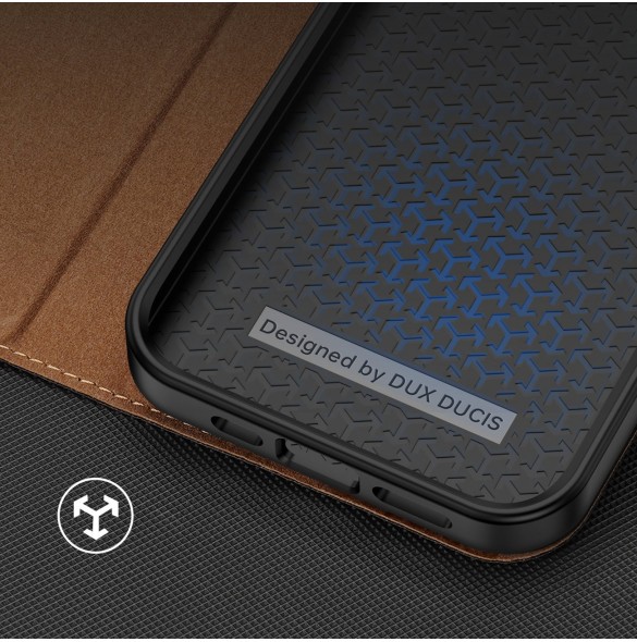 Dux Ducis Skin X2 skal till iPhone 14 Plus skal med magnetisk flik brun