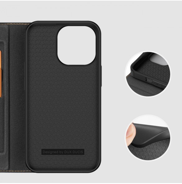 Dux Ducis Skin X2 fodral till iPhone 14 Pro magnetiskt flipfodral svart