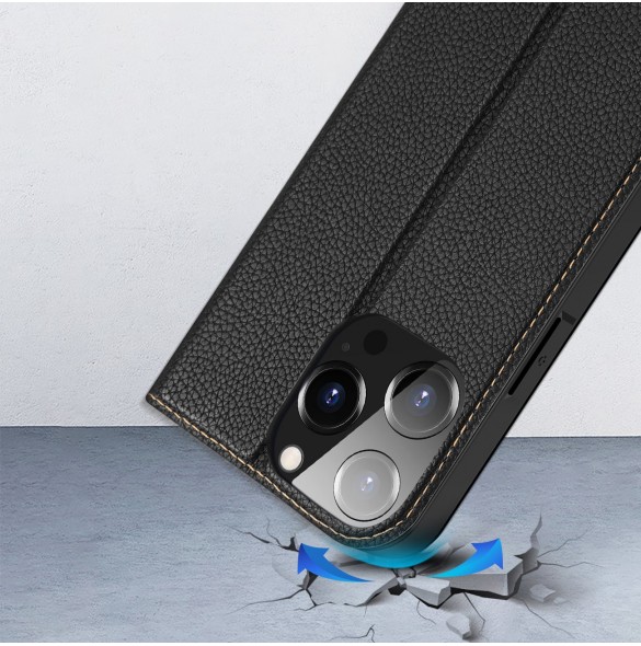 Dux Ducis Skin X2 fodral till iPhone 14 Pro magnetiskt flipfodral svart