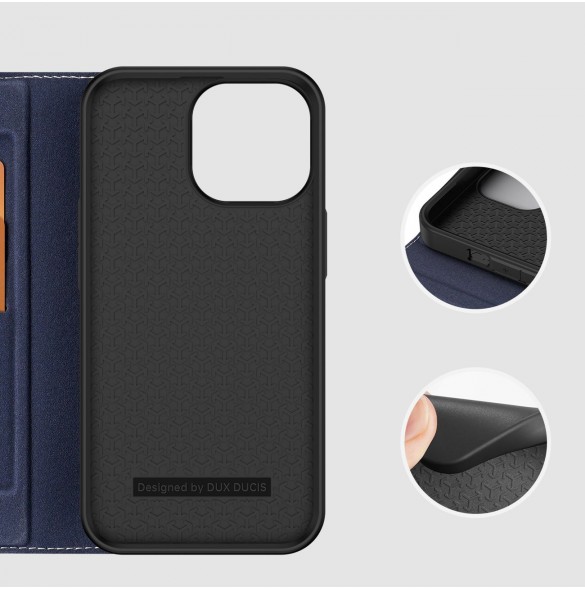 Dux Ducis Skin X2 fodral för iPhone 14 Pro Max fodral med magnetisk flik blå