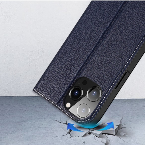 Dux Ducis Skin X2 fodral för iPhone 14 Pro Max fodral med magnetisk flik blå