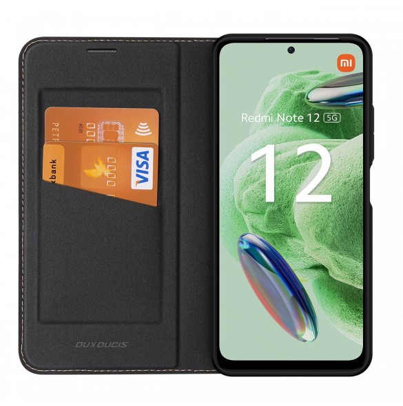 Dux Ducis Skin X2 Fodral För Xiaomi Redmi Note 12 5G / Poco X5 5G Cover Flip Plånboksställ Svart