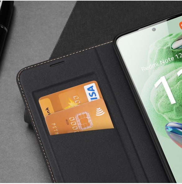 Dux Ducis Skin X2 Fodral För Xiaomi Redmi Note 12 5G / Poco X5 5G Cover Flip Plånboksställ Svart