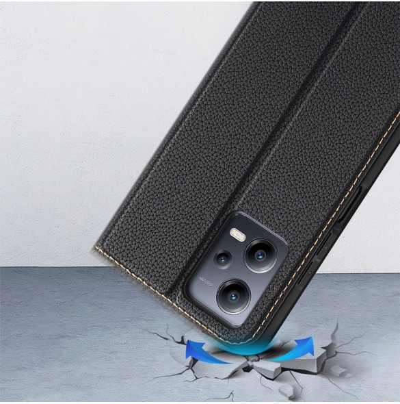 Dux Ducis Skin X2 Fodral För Xiaomi Redmi Note 12 5G / Poco X5 5G Cover Flip Plånboksställ Svart