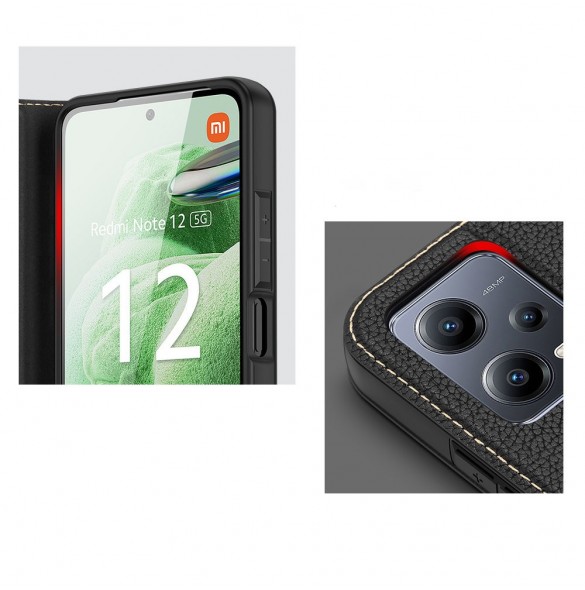 Dux Ducis Skin X2 Fodral För Xiaomi Redmi Note 12 5G / Poco X5 5G Cover Flip Plånboksställ Svart