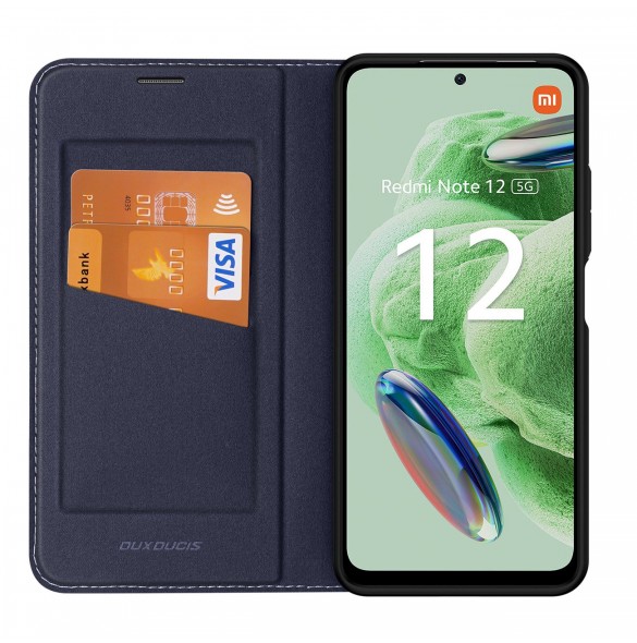 Dux Ducis Skin X2 Fodral För Xiaomi Redmi Note 12 5G / Poco X5 5G Cover Flip Plånboksställ Blå