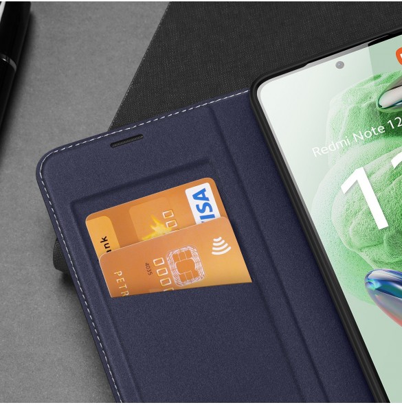 Dux Ducis Skin X2 Fodral För Xiaomi Redmi Note 12 5G / Poco X5 5G Cover Flip Plånboksställ Blå
