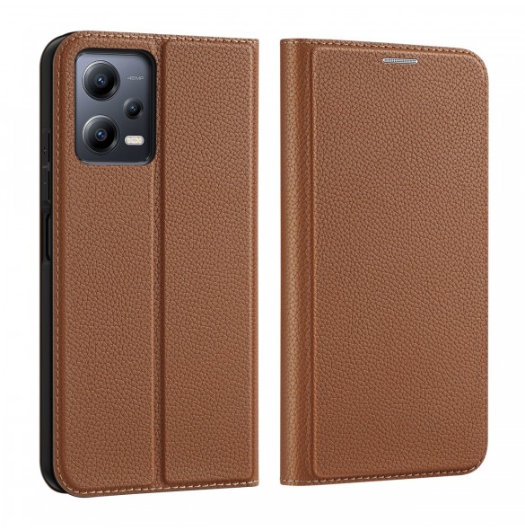 Dux Ducis Skin X2 Fodral för Xiaomi Redmi Note 12 5G / Poco X5 5G Cover Flip Plånboksställ Brun