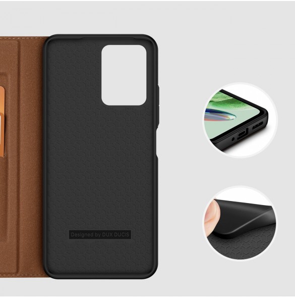 Dux Ducis Skin X2 Fodral för Xiaomi Redmi Note 12 5G / Poco X5 5G Cover Flip Plånboksställ Brun