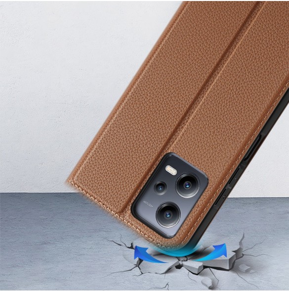 Dux Ducis Skin X2 Fodral för Xiaomi Redmi Note 12 5G / Poco X5 5G Cover Flip Plånboksställ Brun