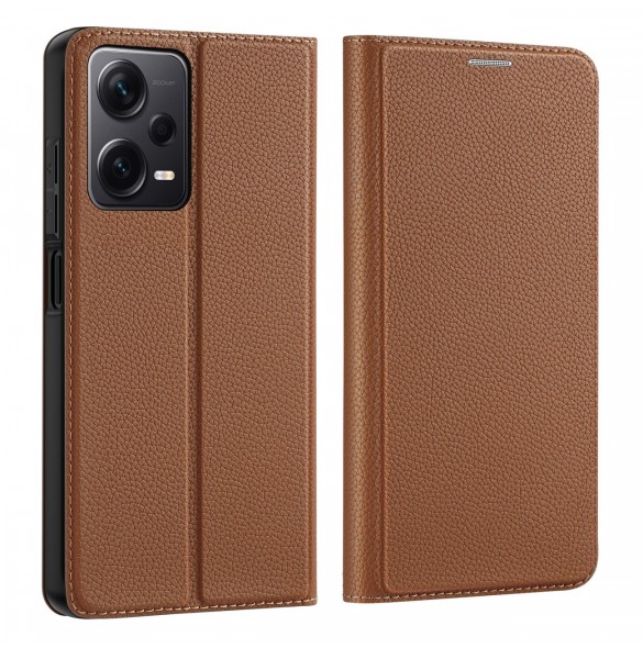 Dux Ducis Skin X2 fodral till Xiaomi Redmi Note 12 Pro+ flip cover plånboksställ brun