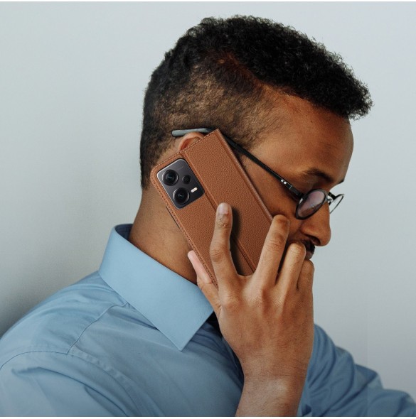 Dux Ducis Skin X2 fodral till Xiaomi Redmi Note 12 Pro+ flip cover plånboksställ brun