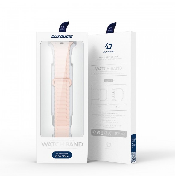 Dux Ducis Strap (Armor Version) Apple Watch SE Strap, 9, 8, 7, 6, 5, 4, 3, 2, 1 (41, 40, 38 mm) Silikonmagnetarmband Rosa Lil
