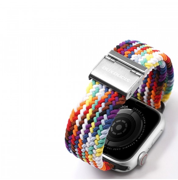 Dux Ducis-rem (Mixture II-version) Apple Watch Ultra, SE, 9, 8, 7, 6, 5, 4, 3, 2, 1 (49, 45, 44, 42 mm) flätat armband regnbå
